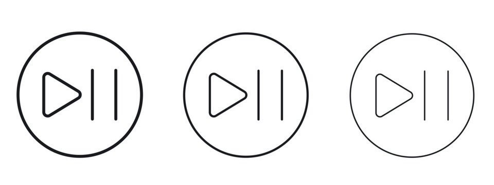 Play pause icon logo black pictogram set. Graphic simple vector icon