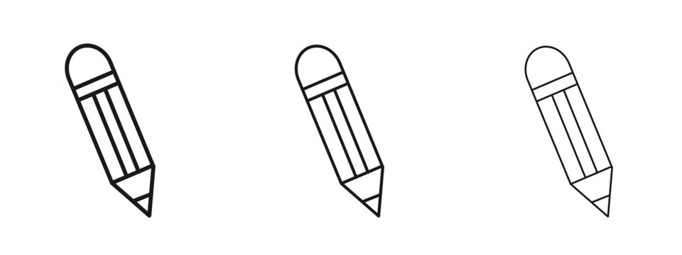 Pencil icon logo black pictogram set. Graphic simple vector icon