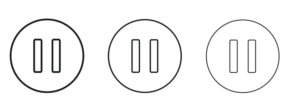 Pause icon logo black pictogram set. Graphic simple vector icon