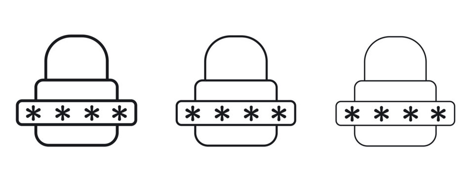 Password icon logo black pictogram set. Graphic simple vector icon