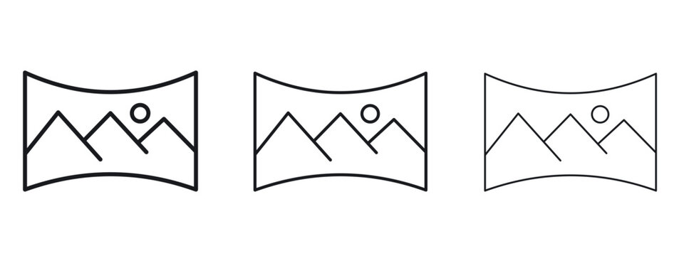 Panoramic icon logo black pictogram set. Graphic simple vector icon