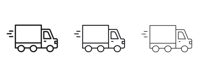 Moving truck icon logo black pictogram set. Graphic simple vector icon © ramsey