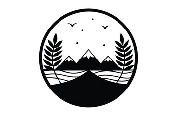 nature circle frame vector icon