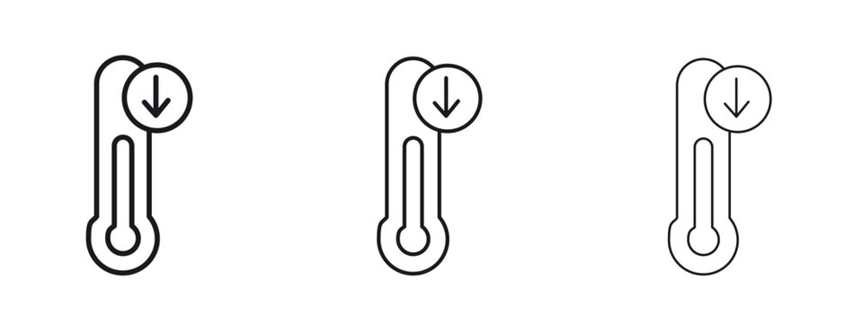 Low Temperature icon logo black pictogram set. Graphic simple vector icon