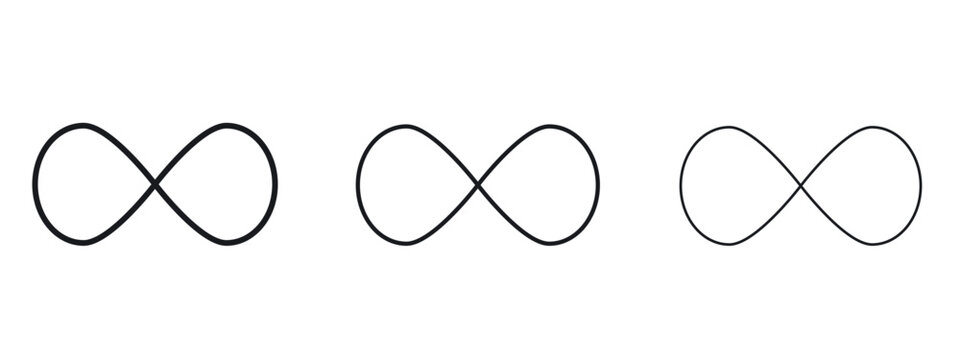 Infinity icon logo black pictogram set. Graphic simple vector icon