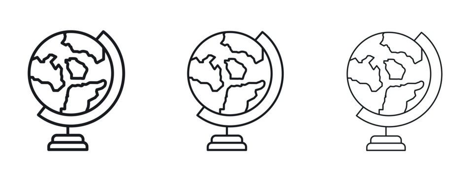 Globe icon logo black pictogram set. Graphic simple vector icon