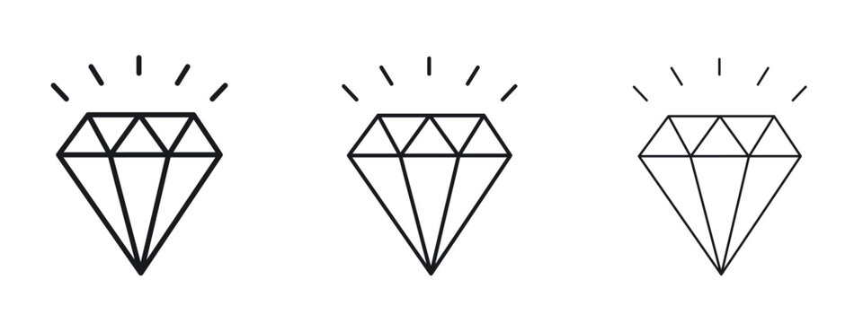 Gem icon logo black pictogram set. Graphic simple vector icon