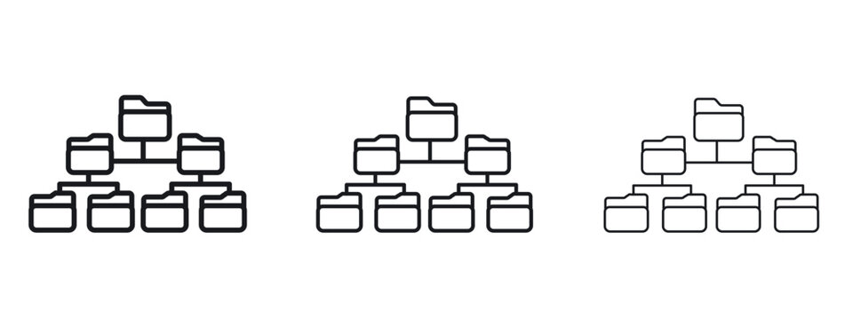 Folder tree icon logo black pictogram set. Graphic simple vector icon