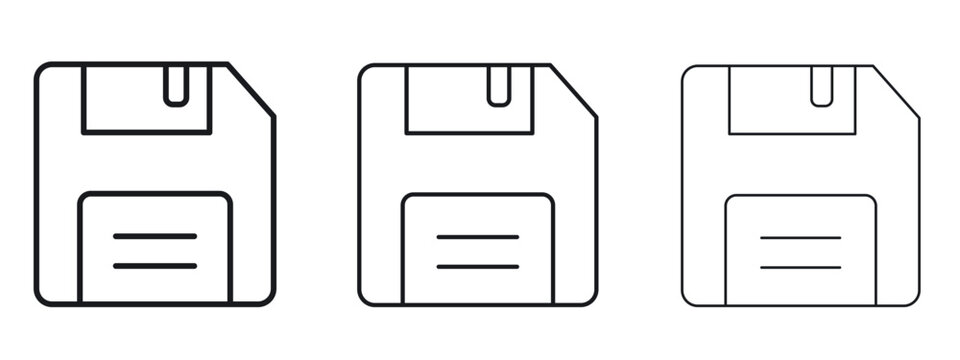 Floppy disk icon logo black pictogram set. Graphic simple vector icon
