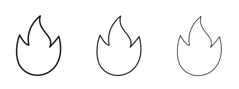 Flame icon logo black pictogram set. Graphic simple vector icon