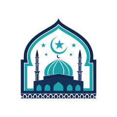 Islamic mosque architecture logo design with geometric patterns