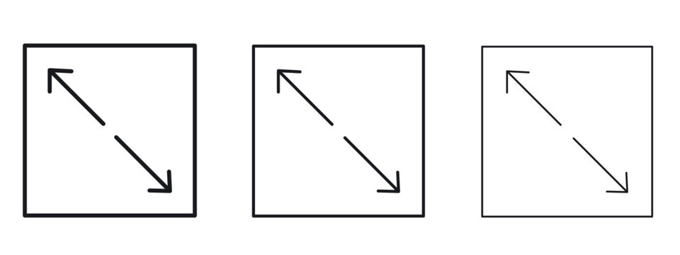 Expand icon logo black pictogram set. Graphic simple vector icon