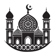 Elegant mosque silhouette logo design with islamic architectural elements