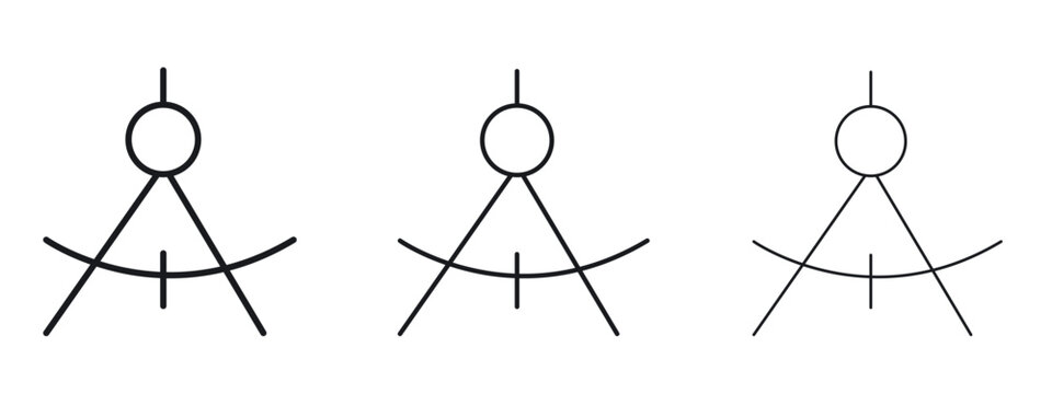 Drafting compass icon logo black pictogram set. Graphic simple vector icon