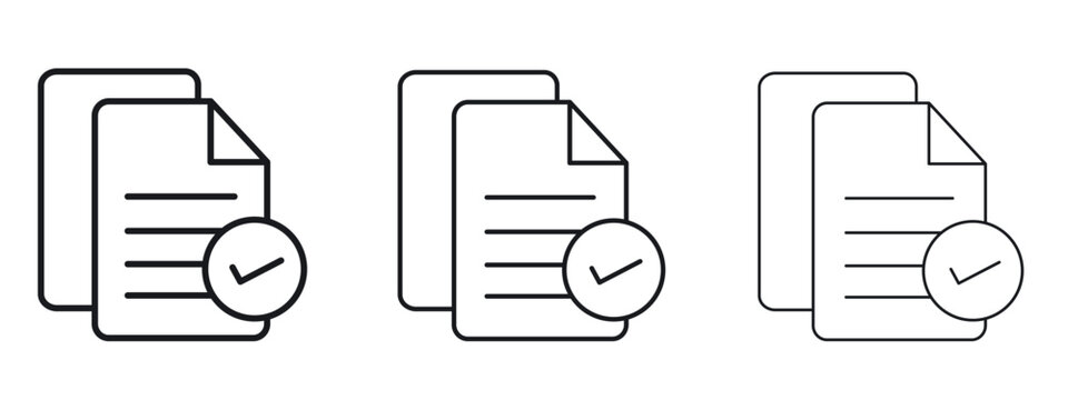 Document accept icon logo black pictogram set. Graphic simple vector icon