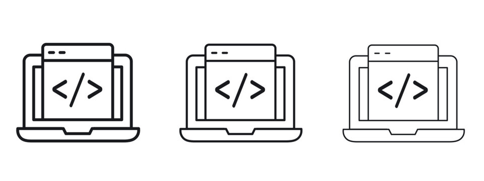 Display code icon logo black pictogram set. Graphic simple vector icon