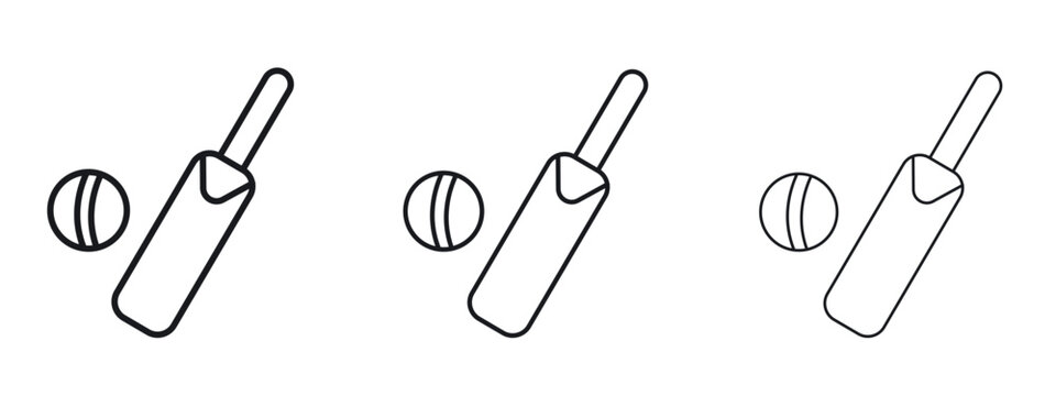 Cricket icon logo black pictogram set. Graphic simple vector icon