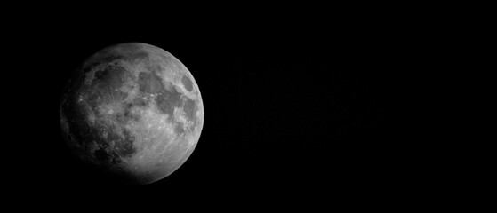 Black and White Half Moon with Starry Night Sky