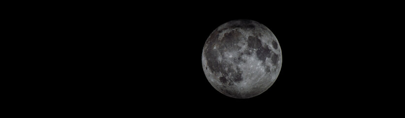 Full Moon with Wide Black Sky Space for Text