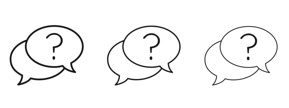 Comment question icon logo black pictogram set. Graphic simple vector icon