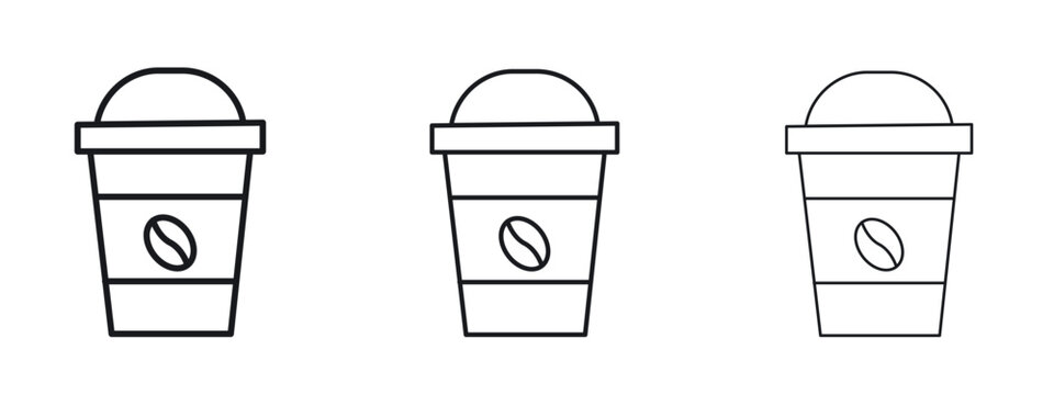 Coffee icon logo black pictogram set. Graphic simple vector icon