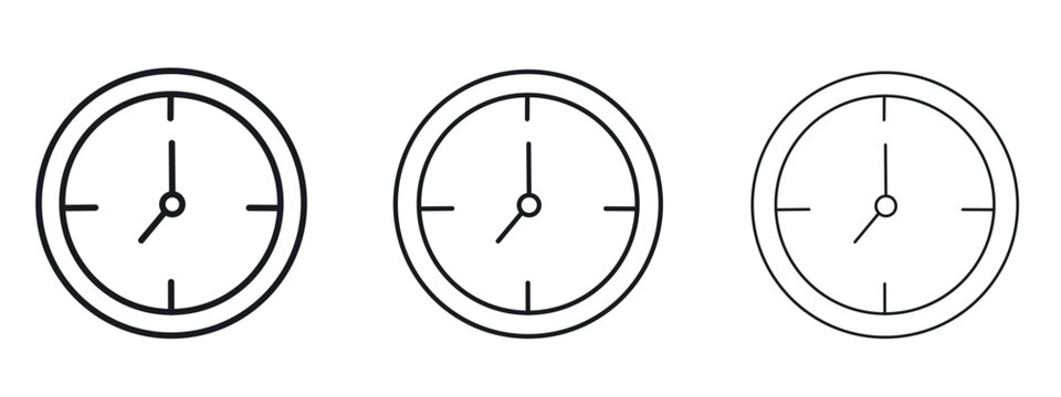 Clock seven icon logo black pictogram set. Graphic simple vector icon