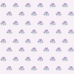 flower seamless pattern with purple tulip and green stamp