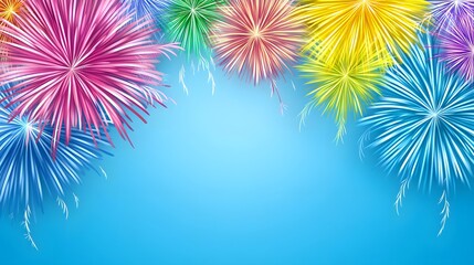 Vibrant Colorful Fireworks Burst Abstract Background