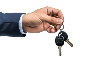 Close-up of a hand in a suit holding car keys (2)