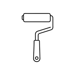 Outline paint roller on transparent background