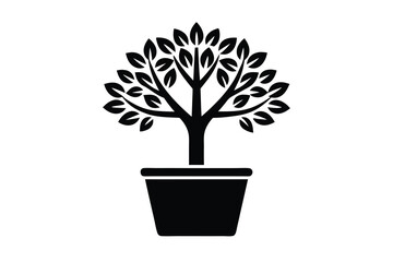 Obraz premium tree in pot vector icon