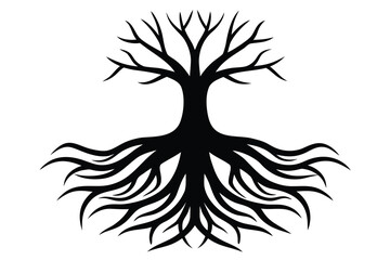 tree roots illustration vector icon