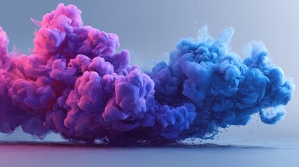 Obraz premium Abstract Purple and Blue Cloud Formation Flowing in Water with Smoky Mist Effect in a Graphic Design with Gradient Background