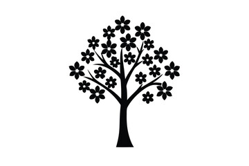 Fototapeta premium tree with flowers vector icon
