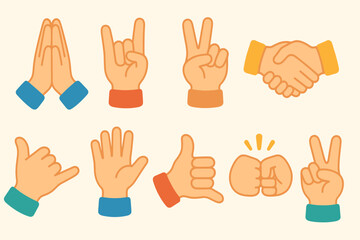 Fototapeta premium Hand gesture icon set. communication and expression icons in flat design