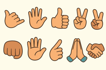 Obraz premium Hand gesture flat icon set. communication, expression animated icons collection