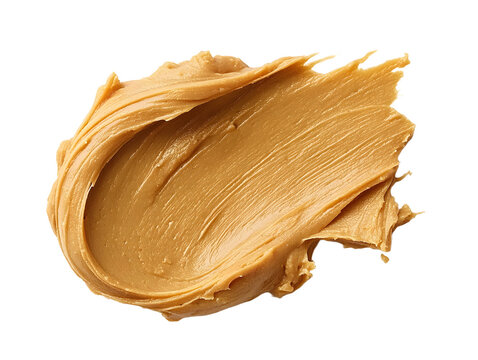 Creamy peanut butter spread on white background
