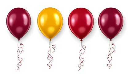 Shiny Red and Gold Balloons with Ribbons Festive Party Decoration