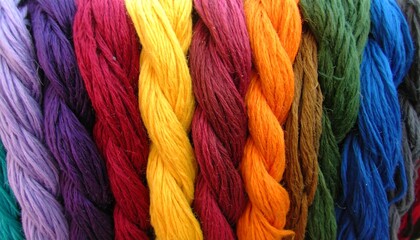 Colorful skeins of yarn