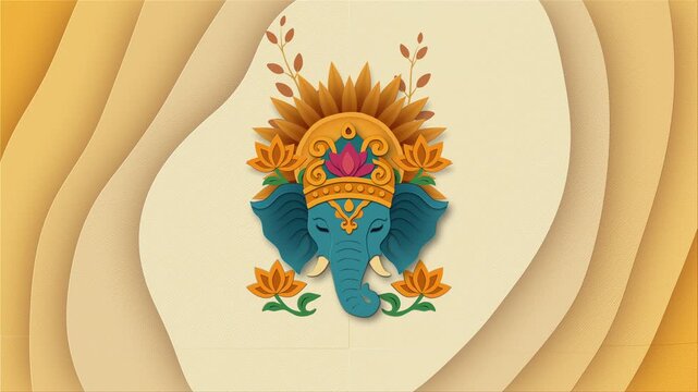 Decorative Elephant Paper Cut Illustration