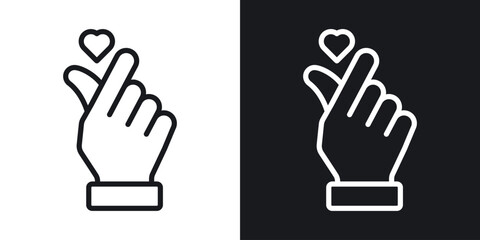 Obraz premium korean heart icon thin line outline art. Doodle graphics