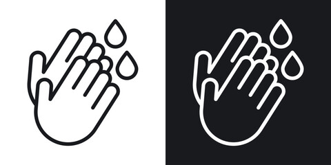 Obraz premium Wash hands icon thin line outline art. Doodle graphics