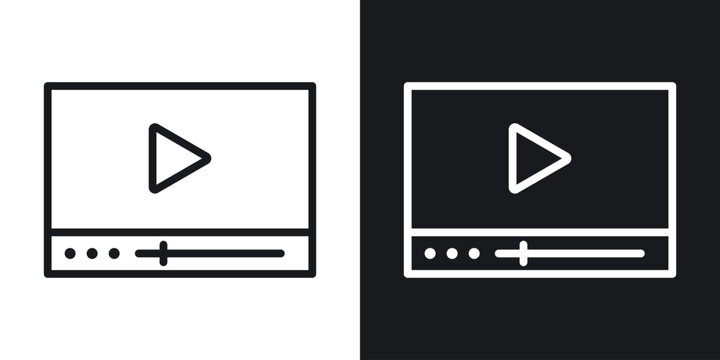 Video tutorial icon thin line outline art. Doodle graphics