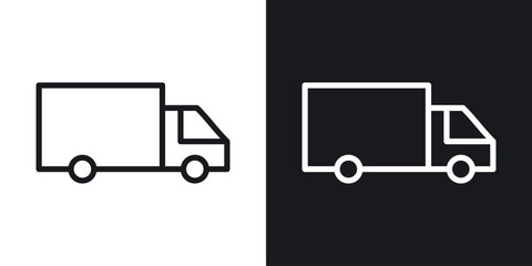 Truck icon thin line outline art. Doodle graphics