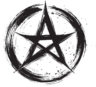 Ethereal pentagram in sumi-e style, evoking spiritual symbolism