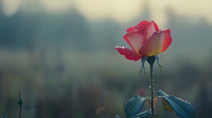 Stunning Dew-Kissed Rose Closeup Nature Photography