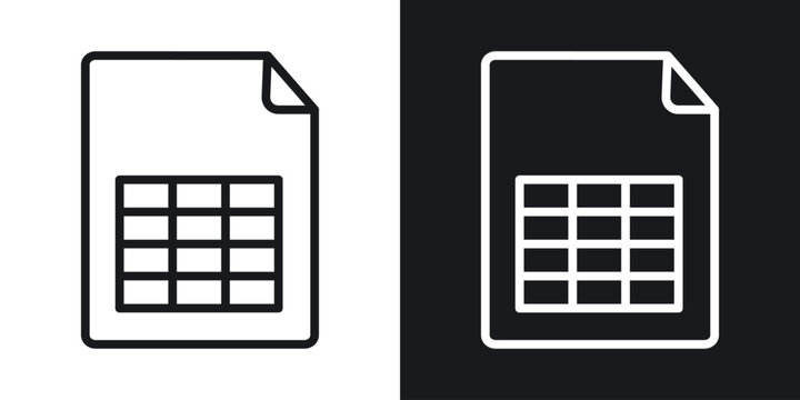 Spreadsheet icon thin line outline art. Doodle graphics