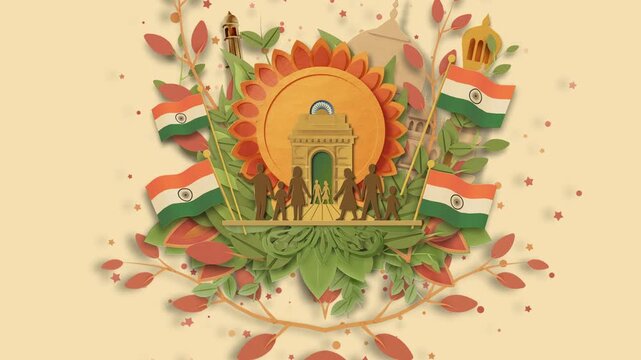 Festive India Gate Background With Flags And Grass