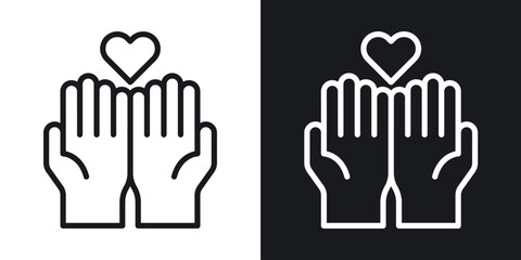 Obraz premium Philanthropy icon thin line outline art. Doodle graphics