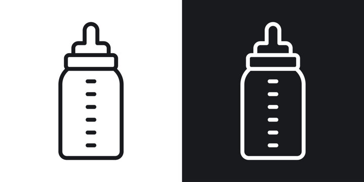 Milk bottle icon thin line outline art. Doodle graphics